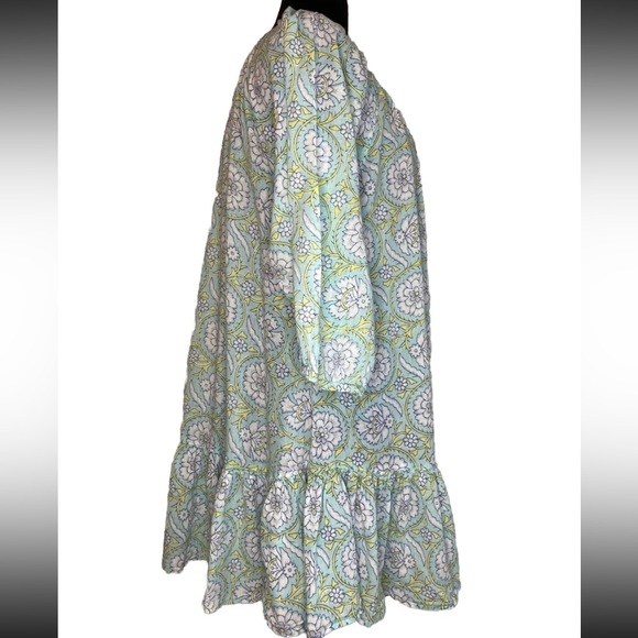 Isle Of Mine Aqua Blue Geo-Print Mini Dress Size S/M - Picture 2 of 7